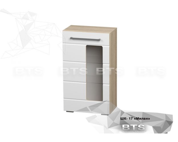 Шкаф ШК-17 Гостиная Милан (дуб сонома/белый глянец)