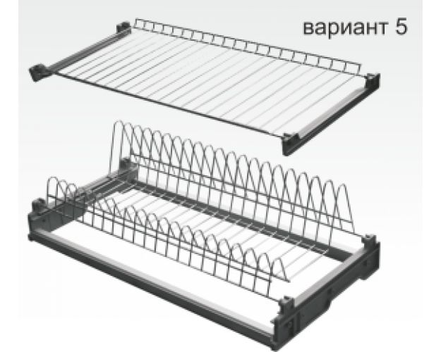 Посудосушитель 2-х ярусный 500мм, с 2-мя поддонами, с рамой, хром