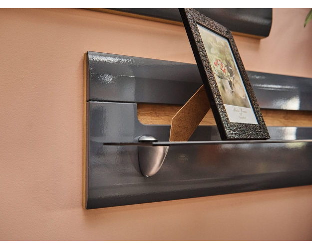 Полка навесная 1 Стокгольм графит глянец / крафт золотой