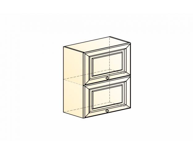 Атланта Шкаф навесной L600 Н720 (2 дв. гл. гориз.) (эмаль) (Белый/Сливки патина платина)