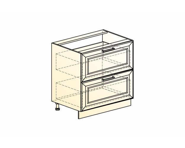 Монако Шкаф рабочий L800 (2 ящ.) (Белый/Айвори матовый)