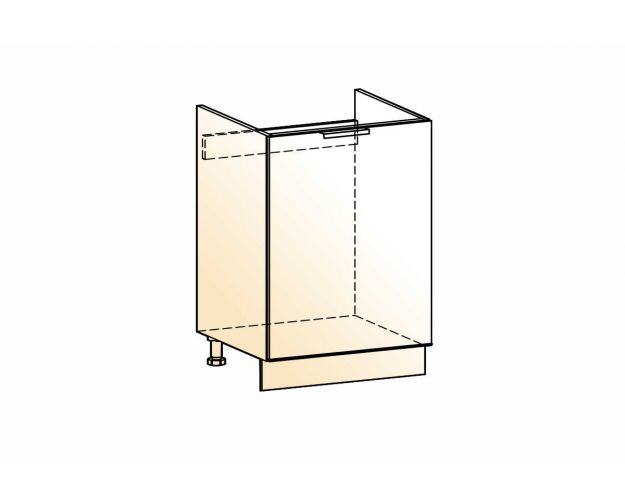 Стоун Шкаф рабочий под мойку L600 (1 дв. гл.) (белый/акация светлая)