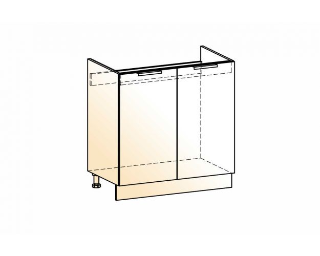 Стоун Шкаф рабочий под мойку L800 (2 дв. гл.) (белый/джелато софттач)