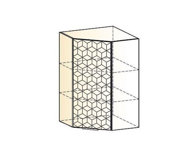 Стоун Шкаф навесной угл. L600x600 Н900 (1 дв. гл.) с фрезеровкой (белый/джелато софттач)