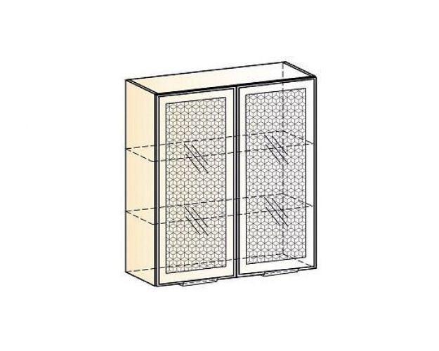 Стоун Шкаф навесной L800 Н900 (2 дв. рам.) (белый/черный муар)