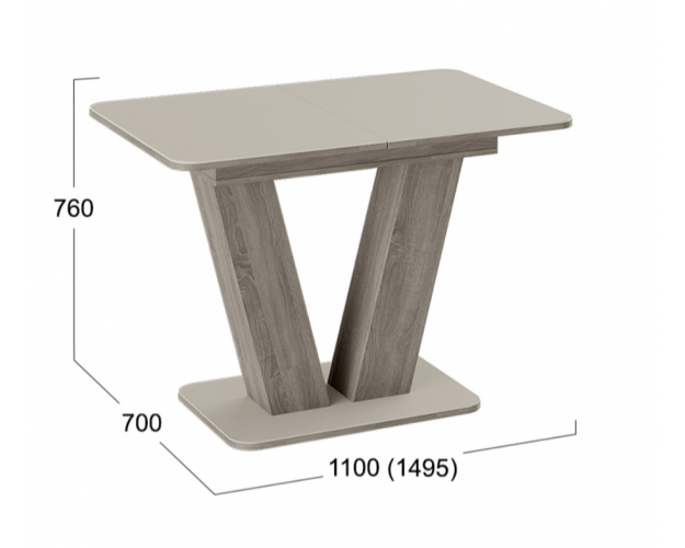 Стол раздвижной «Чинзано» Тип 1 (Дуб сонома трюфель/стекло бежевое матовое)