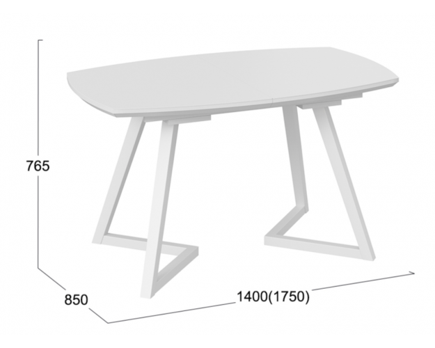 Стол обеденный «TESCA 2» (Белый муар, Стекло матовое белое)