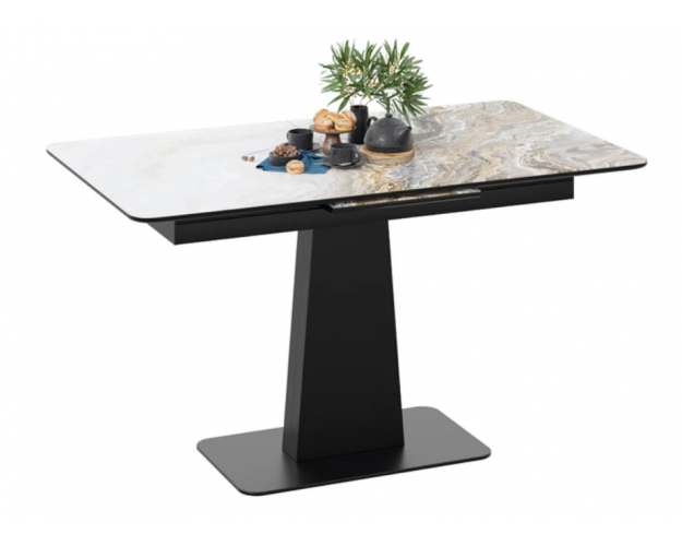Стол обеденный «Бридж» (Черный муар, Стекло глянцевое оникс)