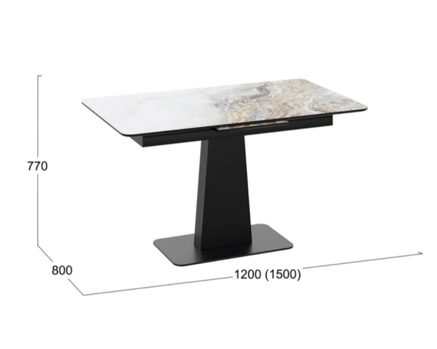 Стол обеденный «Бридж» (Черный муар, Стекло глянцевое оникс)