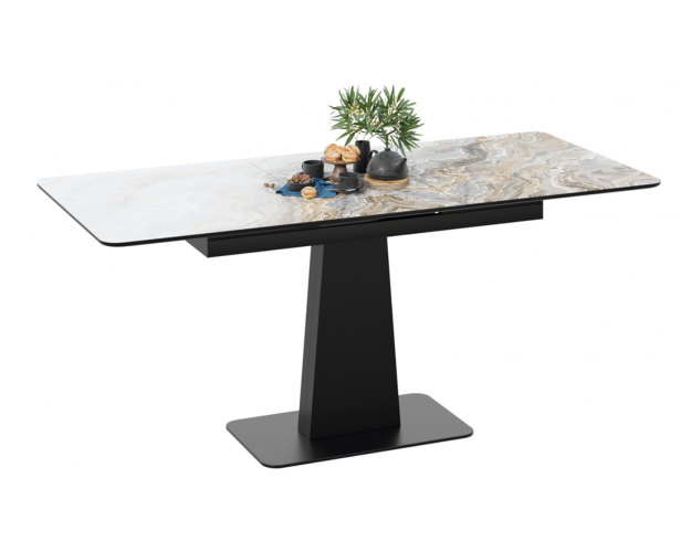 Стол обеденный «Бридж» (Черный муар, Стекло глянцевое оникс)