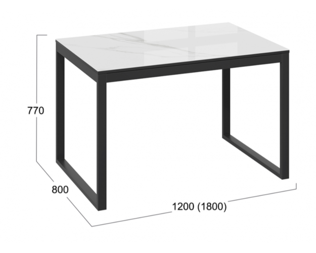 Стол обеденный «Маркус» Тип 1 (Черный муар, Стекло белый мрамор)